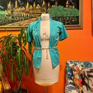 Sea Foam, 80s Does 50s Rizzo Blouse